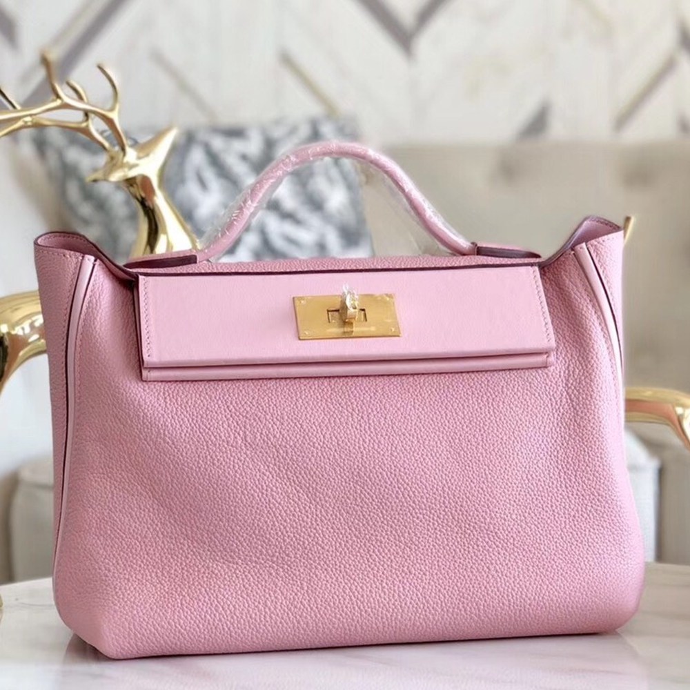 Hermes 24/24 29 Bag In Pink Clemence Calfskin TDBS25968