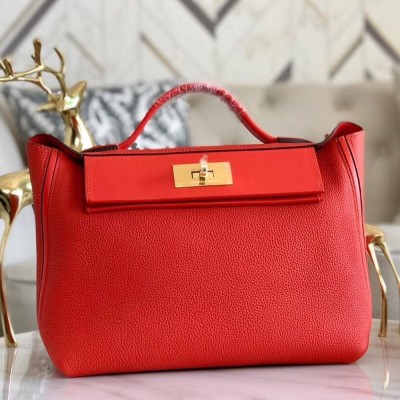 Hermes 24/24 29 Bag In Red Clemence Calfskin TDBS25969