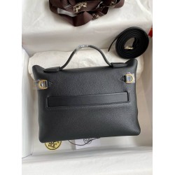 Hermes 24/24 Mini 21 Handmade Bag in Black Evercolor Leather TDBS25973