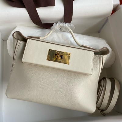 Hermes 24/24 Mini 21 Handmade Bag in Craie Evercolor Leather TDBS25975