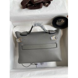 Hermes 24/24 Mini 21 Handmade Bag in Gris Meyer Evercolor Leather  TDBS25977