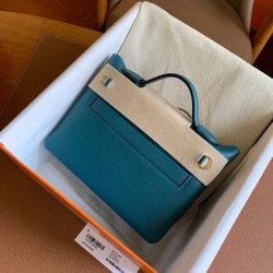 Hermes 24/24 Mini 21 Handmade Bag in Vert Bosphore Evercolor Leather TDBS25978