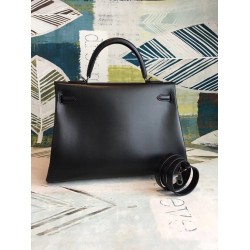 Hermes All Black Box Kelly 35cm Handmade Bag TDBS26378