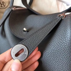 Hermes Ardoise Lindy 26cm Clemence Handmade Bag TDBS27349