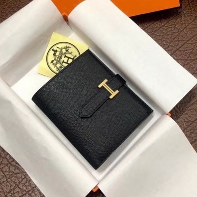 Hermes Bearn Compact Wallet In Black Epsom Leather TDBS27667