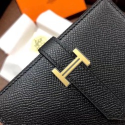 Hermes Bearn Compact Wallet In Black Epsom Leather TDBS27667