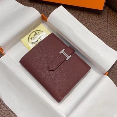 Hermes Bearn Compact Wallet In Bordeaux Epsom Leather TDBS27669