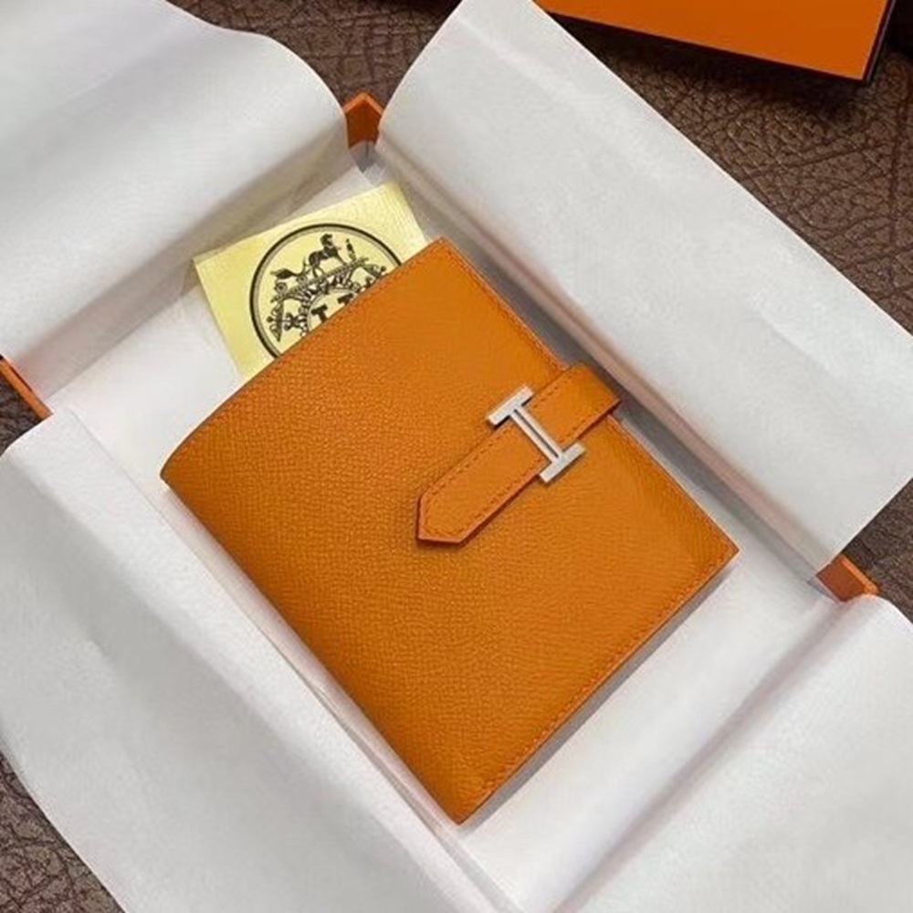 Hermes Bearn Compact Wallet In Orange Epsom Leather TDBS27673