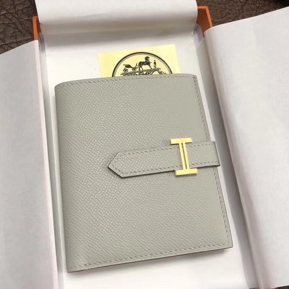 Hermes Bearn Compact Wallet In Pearl Grey Epsom Leather TDBS27674