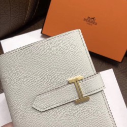 Hermes Bearn Compact Wallet In Pearl Grey Epsom Leather TDBS27674