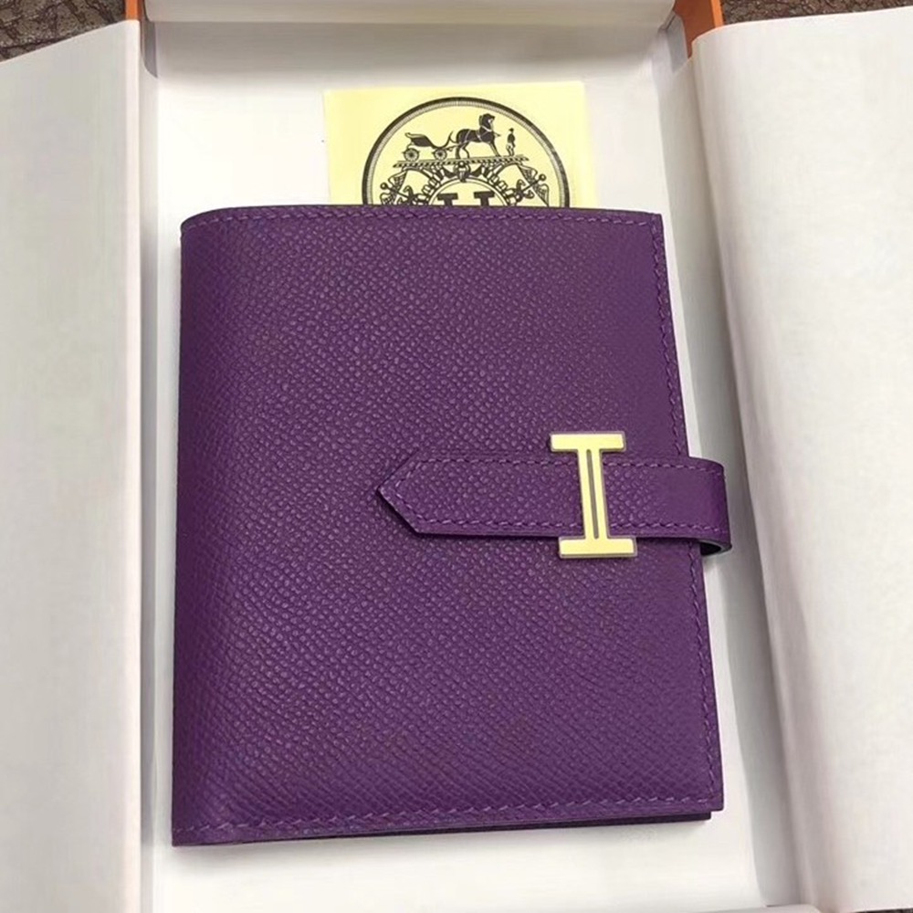 Hermes Bearn Compact Wallet In Purple Epsom Leather TDBS27676