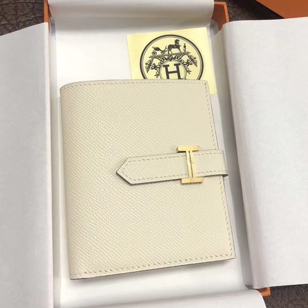 Hermes Bearn Compact Wallet In White Epsom Leather TDBS27681