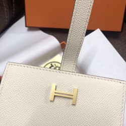 Hermes Bearn Compact Wallet In White Epsom Leather TDBS27681