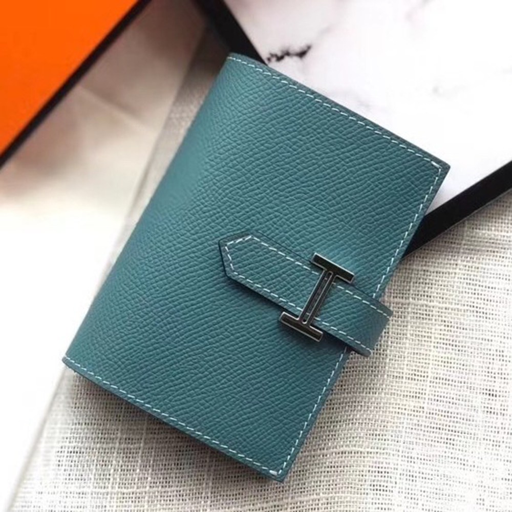 Hermes Bearn Mini Wallet In Blue Jean Epsom Leather TDBS27684