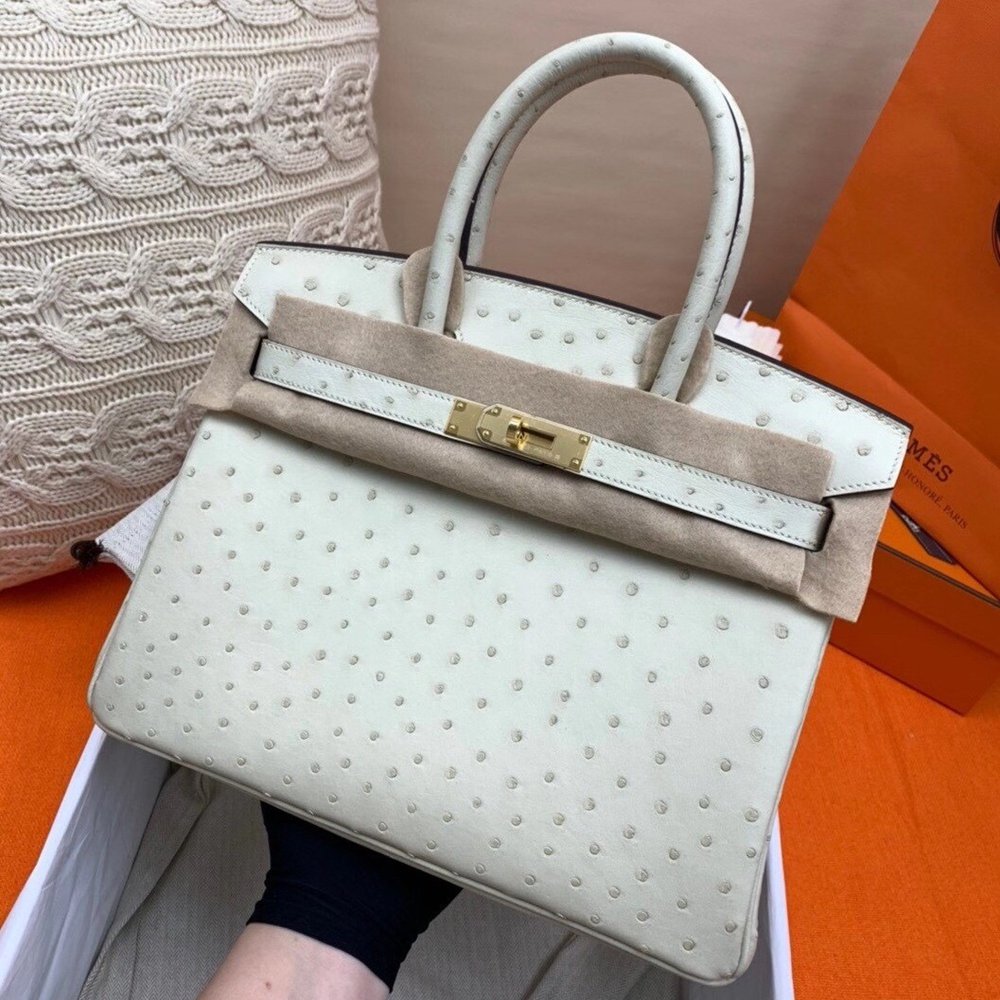 Hermes Beton Birkin 30cm Ostrich Handmade Bag TDBS26004