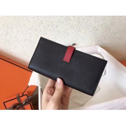 Hermes Bi-Color Epsom Bearn Wallet Black/Ruby TDBS27705