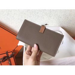 Hermes Bi-Color Epsom Bearn Wallet Taupe/Brown TDBS27712