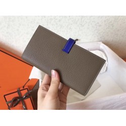 Hermes Bi-Color Epsom Bearn Wallet Taupe/Electric Blue TDBS27713