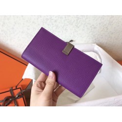 Hermes Bi-Color Epsom Bearn Wallet Ultraviolet/Taupe TDBS27714