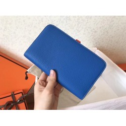 Hermes Bicolor Dogon Duo Wallet In Blue/Piment Leather TDBS27700