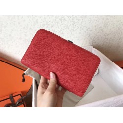 Hermes Bicolor Dogon Duo Wallet In Red/Jean Leather TDBS27704