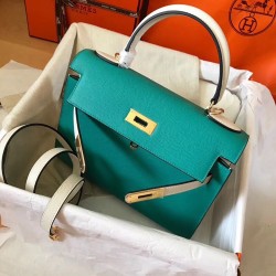 Hermes Bicolor Epsom Kelly 28cm Malachite Handmade Bag TDBS26759