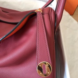 Hermes Bicolor Lindy 30cm Swift Bordeaux Handmade Bag TDBS27350