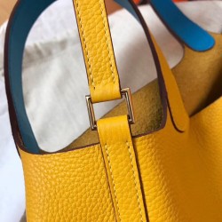 Hermes Bicolor Picotin Lock MM 22cm Yellow Bag TDBS27492