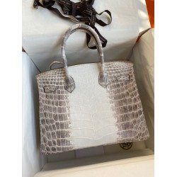 Hermes Birkin 25 Retourne Bag In Himalaya Niloticus Crocodile Skin TDBS26020