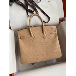 Hermes Birkin 25 Retourne Handmade Bag In Beige Lizard Leather TDBS26022