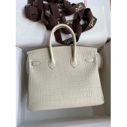 Hermes Birkin 25 Retourne Handmade Bag In Beton Matte Alligator Leather TDBS26023