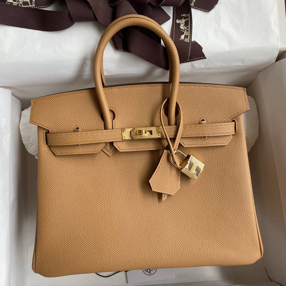 Hermes Birkin 25 Retourne Handmade Bag In Biscuit Epsom Calfskin TDBS26026