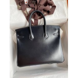 Hermes Birkin 25 Retourne Handmade Bag In Black Box Calfskin TDBS26027