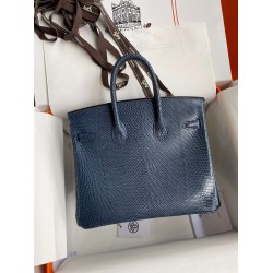 Hermes Birkin 25 Retourne Handmade Bag In Blue Saphir Lizard Leather TDBS26035