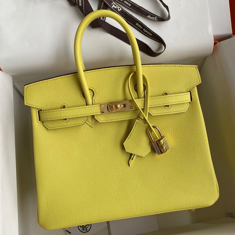 Hermes Birkin 25 Retourne Handmade Bag In Lime Epsom Calfskin TDBS26041