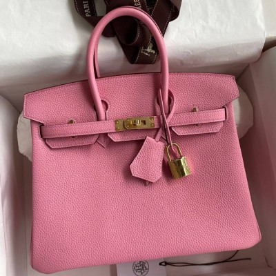 Hermes Birkin 25 Retourne Handmade Bag In Pink Clemence Leather TDBS26049