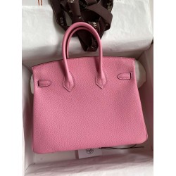 Hermes Birkin 25 Retourne Handmade Bag In Pink Clemence Leather TDBS26049