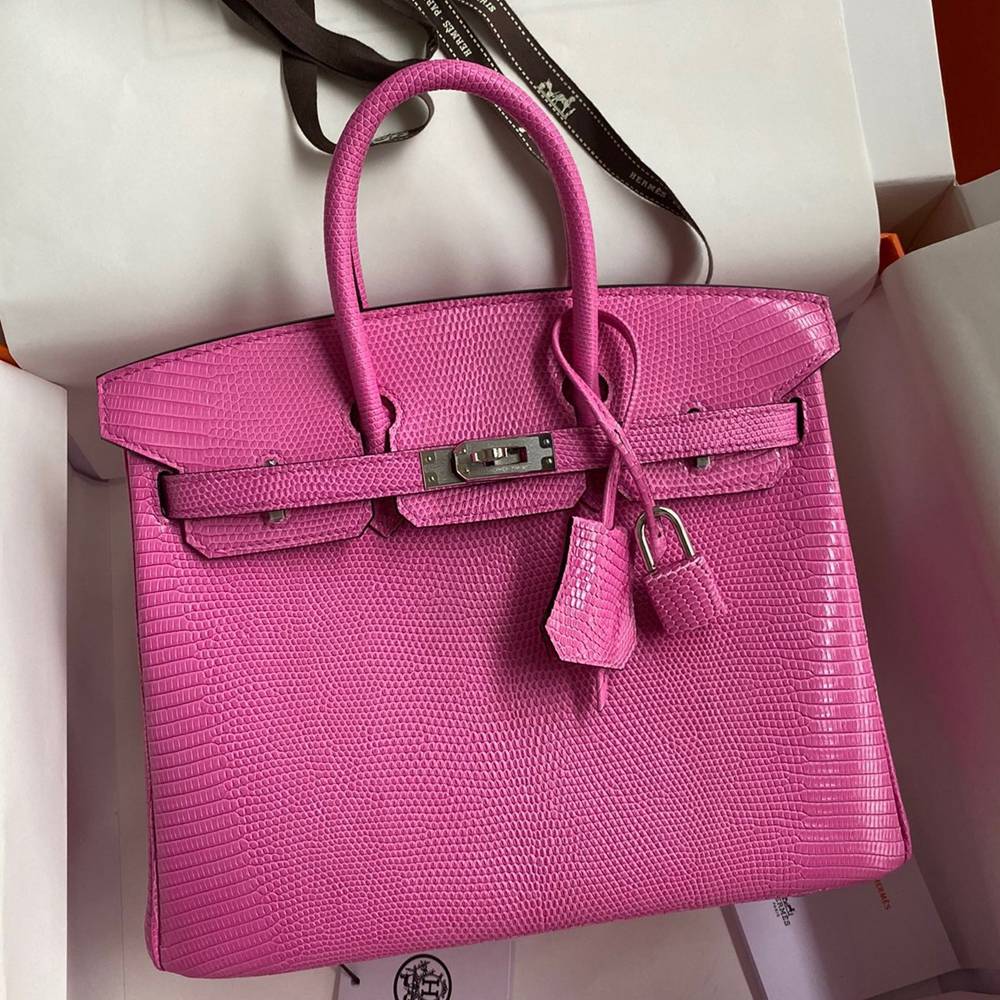 Hermes Birkin 25 Retourne Handmade Bag In Pink Lizard Leather TDBS26050