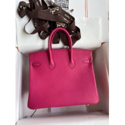 Hermes Birkin 25 Retourne Handmade Bag In Rose Tyrien Clemence Leather TDBS26056