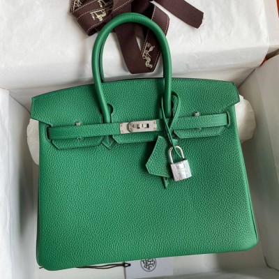 Hermes Birkin 25 Retourne Handmade Bag In Vert Vertigo Clemence Leather TDBS26059