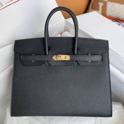 Hermes Birkin 25 Sellier Handmade Bag In Black Epsom Calfskin TDBS26062