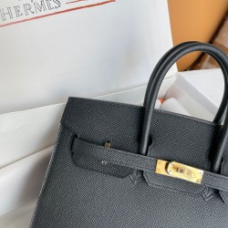 Hermes Birkin 25 Sellier Handmade Bag In Black Epsom Calfskin TDBS26062