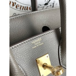 Hermes Birkin 25 Sellier Handmade Bag In Etain Epsom Calfskin TDBS26066