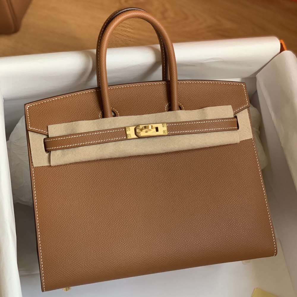 Hermes Birkin 25 Sellier Handmade Bag In Gold Epsom Calfskin TDBS26067