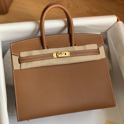 Hermes Birkin 25 Sellier Handmade Bag In Gold Epsom Calfskin TDBS26067