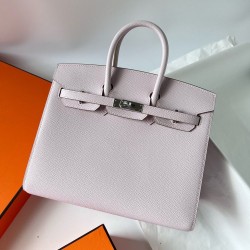 Hermes Birkin 25 Sellier Handmade Bag In Mauve Pale Epsom Calfskin  TDBS26068