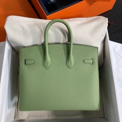 Hermes Birkin 25 Sellier Handmade Bag In Vert Criquet Epsom Calfskin  TDBS26072