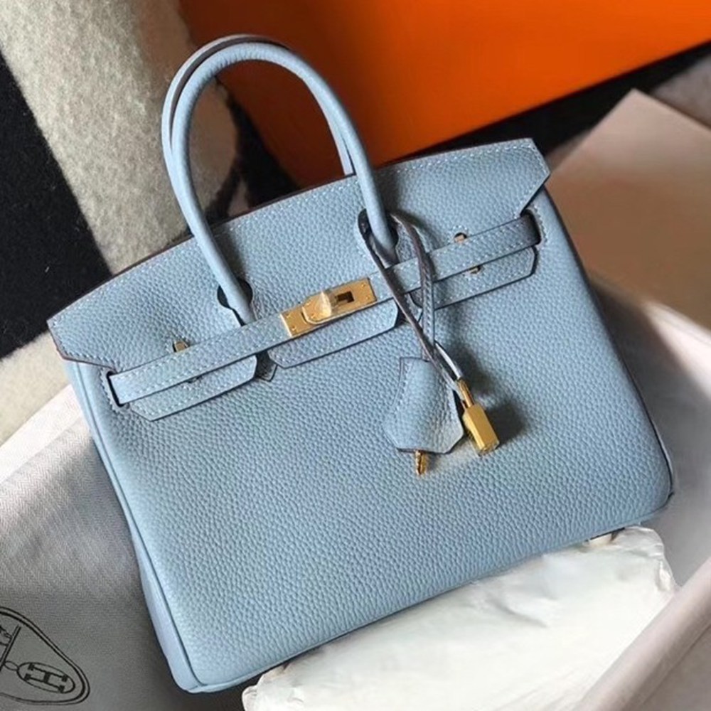 Hermes Birkin 25cm Bag In Blue Lin Clemence Leather TDBS26079