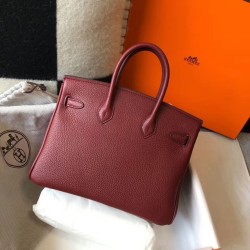 Hermes Birkin 25cm Bag In Bordeaux Clemence Leather TDBS26080