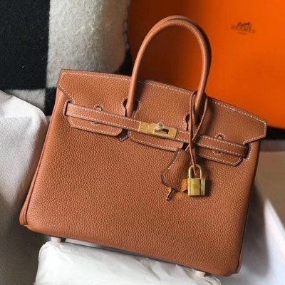 Hermes Birkin 25cm Bag In Gold Clemence Leather TDBS26081